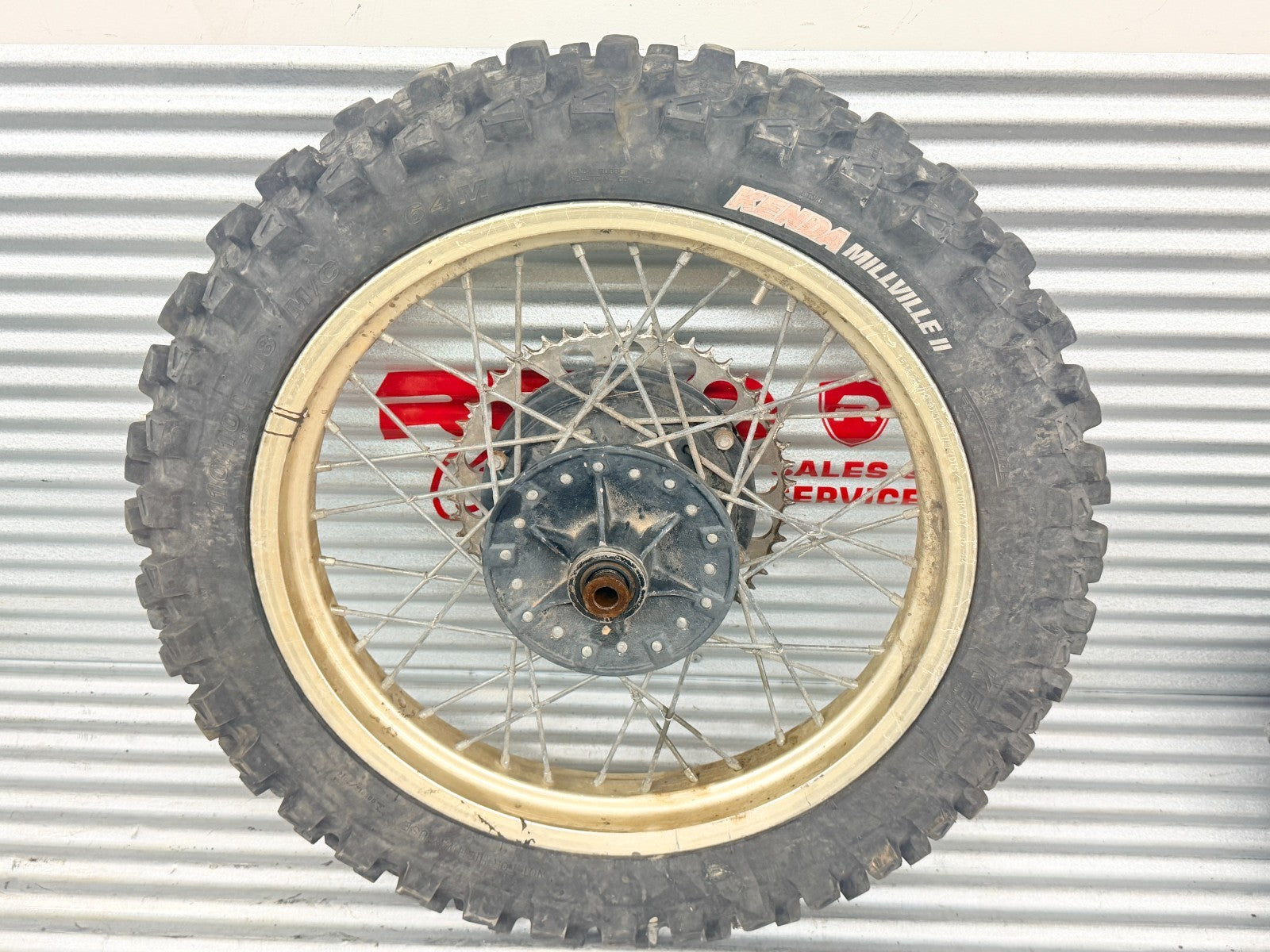 1984 Husqvarna WR125 WR250 WR500 OEM Rear Wheel Rim Hub Sprocket Tire Assembly