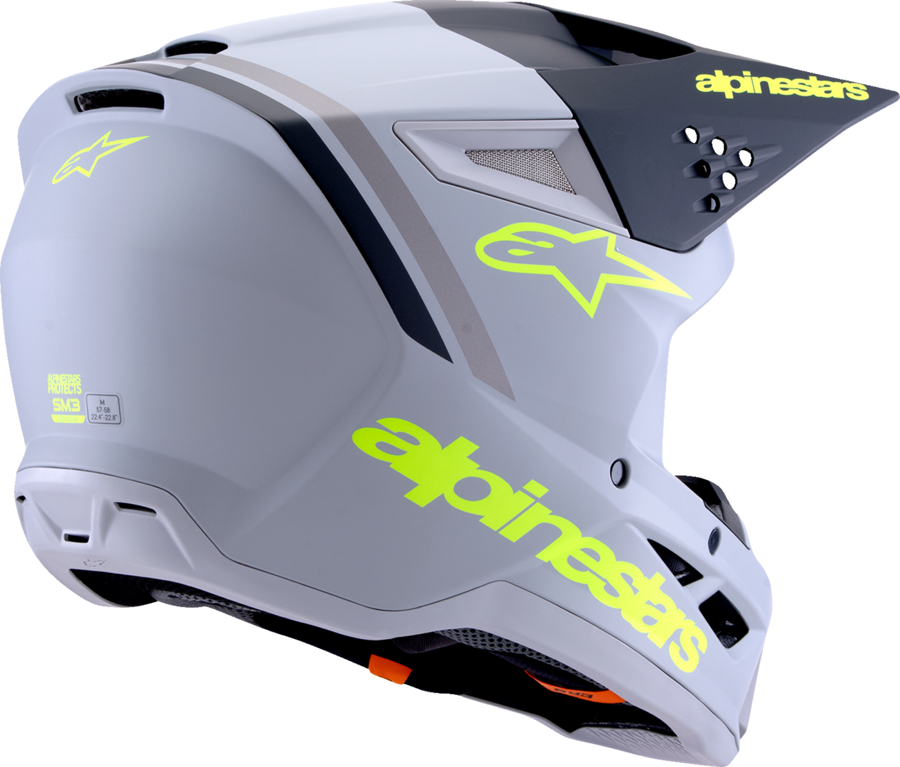 Adult - Alpinestars SM3 Radium Helmet - Matte Gray/Black/Yellow Fluo