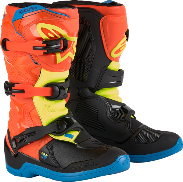 Youth - Alpinestars Tech 3S Boots — 34 - Orange/Blue/Yellow/Black
