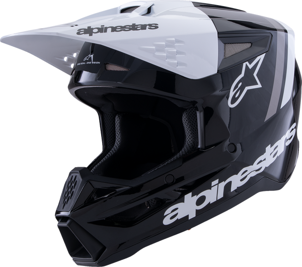 Adult - Alpinestars SM3 Radium Helmet - Gloss Black/White/Gray