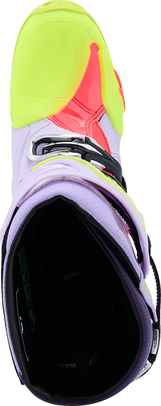 Adult - Alpinestars Tech 10 Supervented Boots - Purple/Fluorescent Yellow/Diva Pink