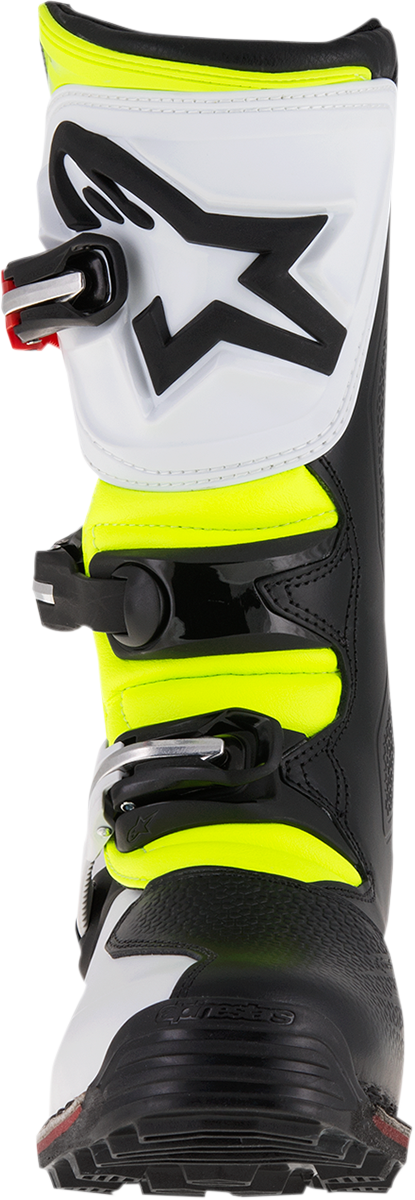 Adult - Alpinestars Tech-T Boots - White/Red/Yellow Fluorescent/Black