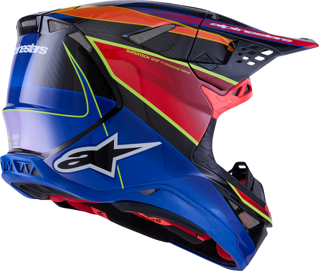 Adult - Alpinestars Supertech M10 Era MIPS® Helmet - Gloss Blue/Red/Yellow Fluo