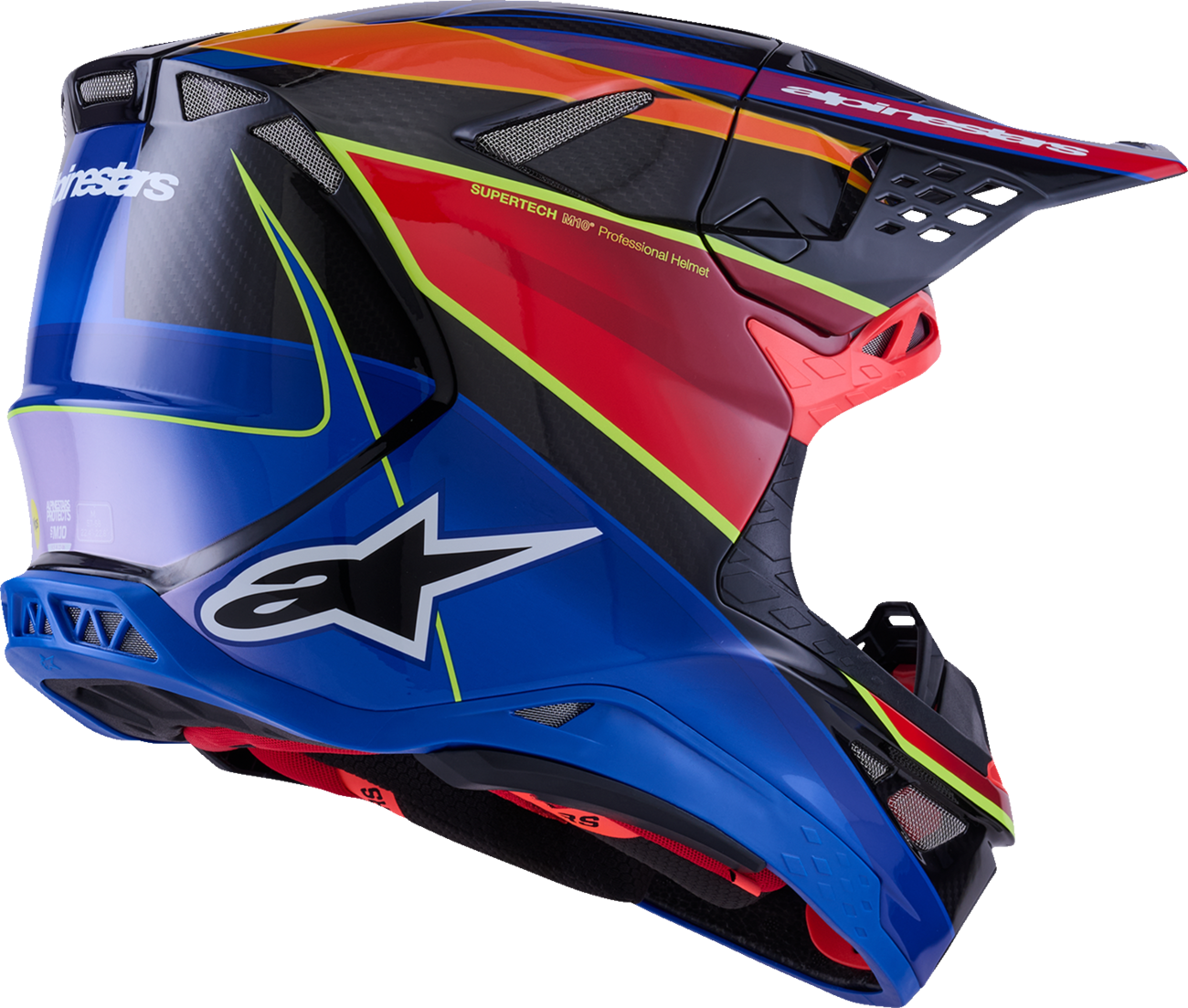 Adult - Alpinestars Supertech M10 Era MIPS® Helmet - Gloss Blue/Red/Yellow Fluo