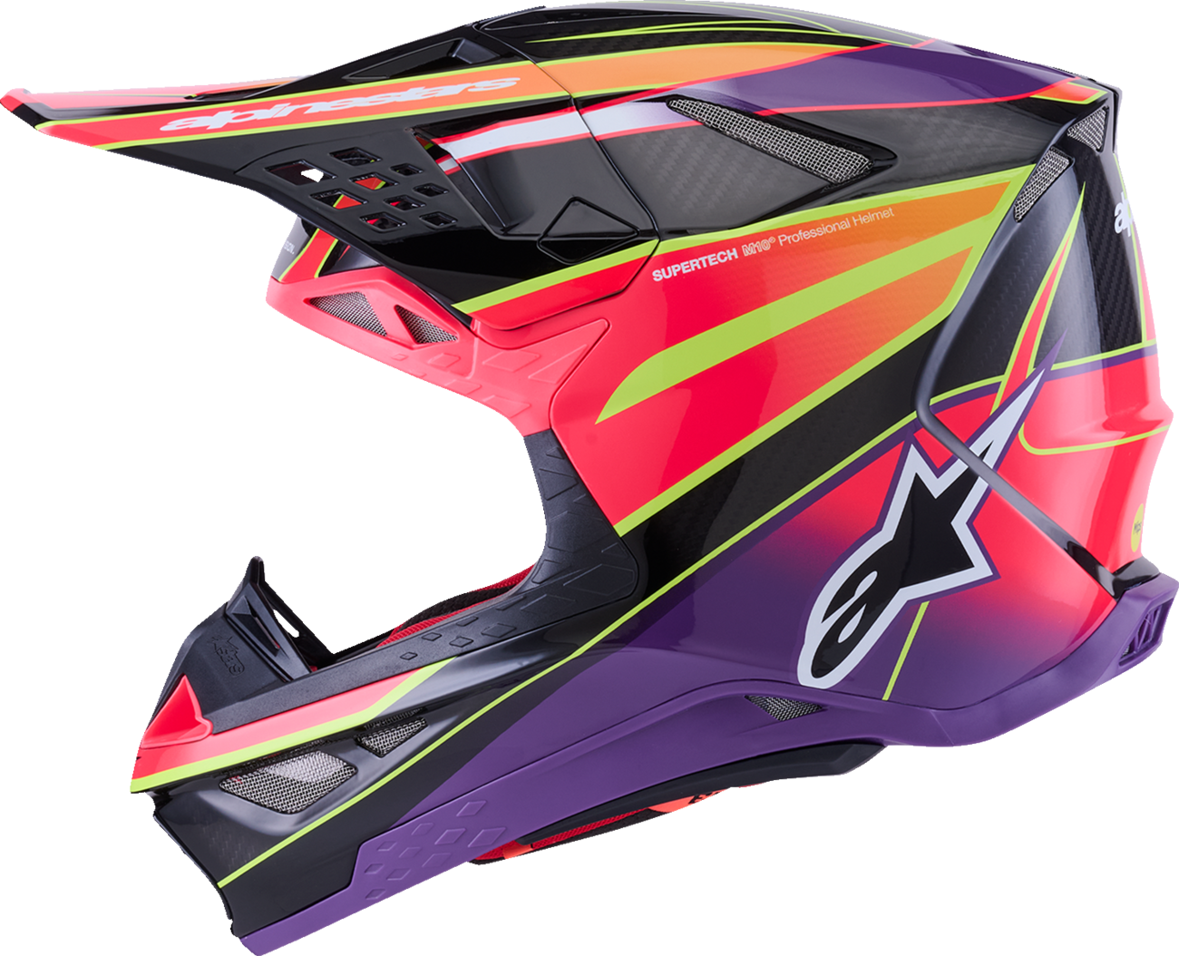 Adult - Alpinestars Supertech M10 Era MIPS® Helmet - Gloss Pink/Violet/Yellow Fluo