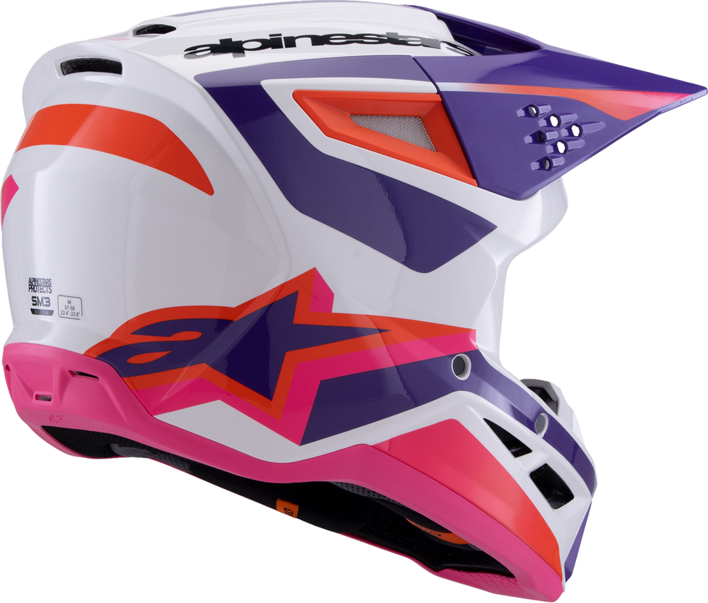 Adult - Alpinestars SM3 Heat Helmet - Gloss White/Purple/Pink