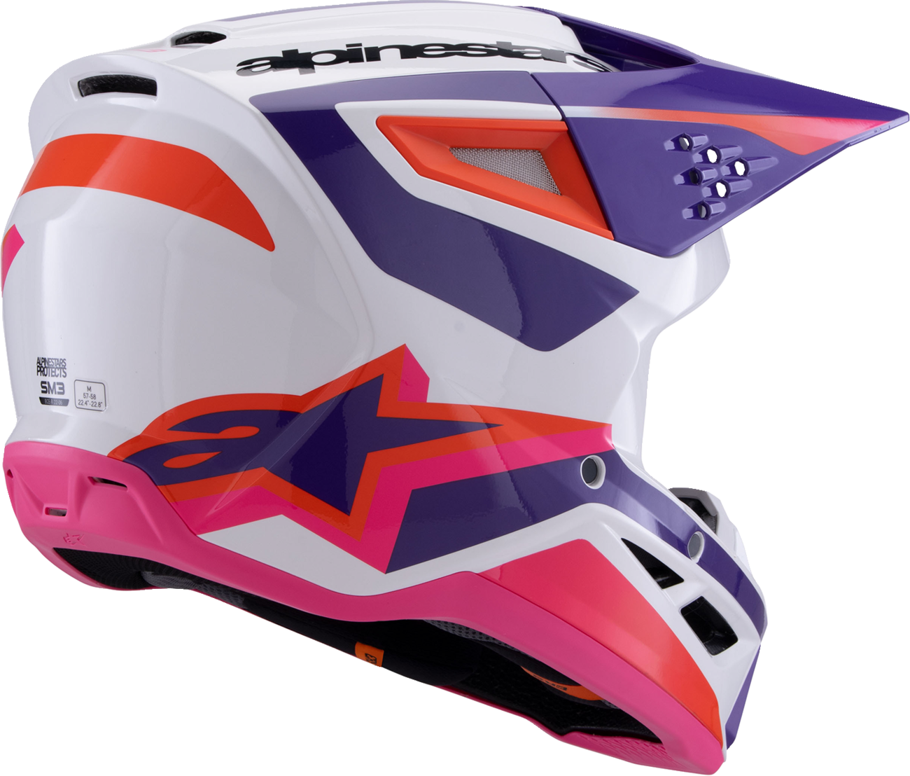 Adult - Alpinestars SM3 Heat Helmet - Gloss White/Purple/Pink