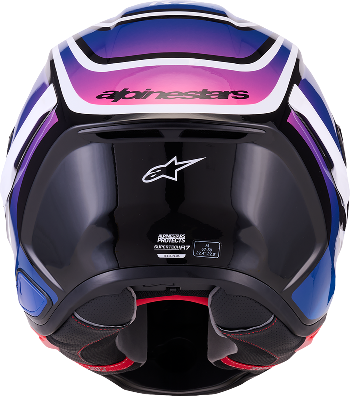 Adult - Alpinestars Supertech R7 Zeal Helmet - Gloss Black/Blue/Pink Fluo/White