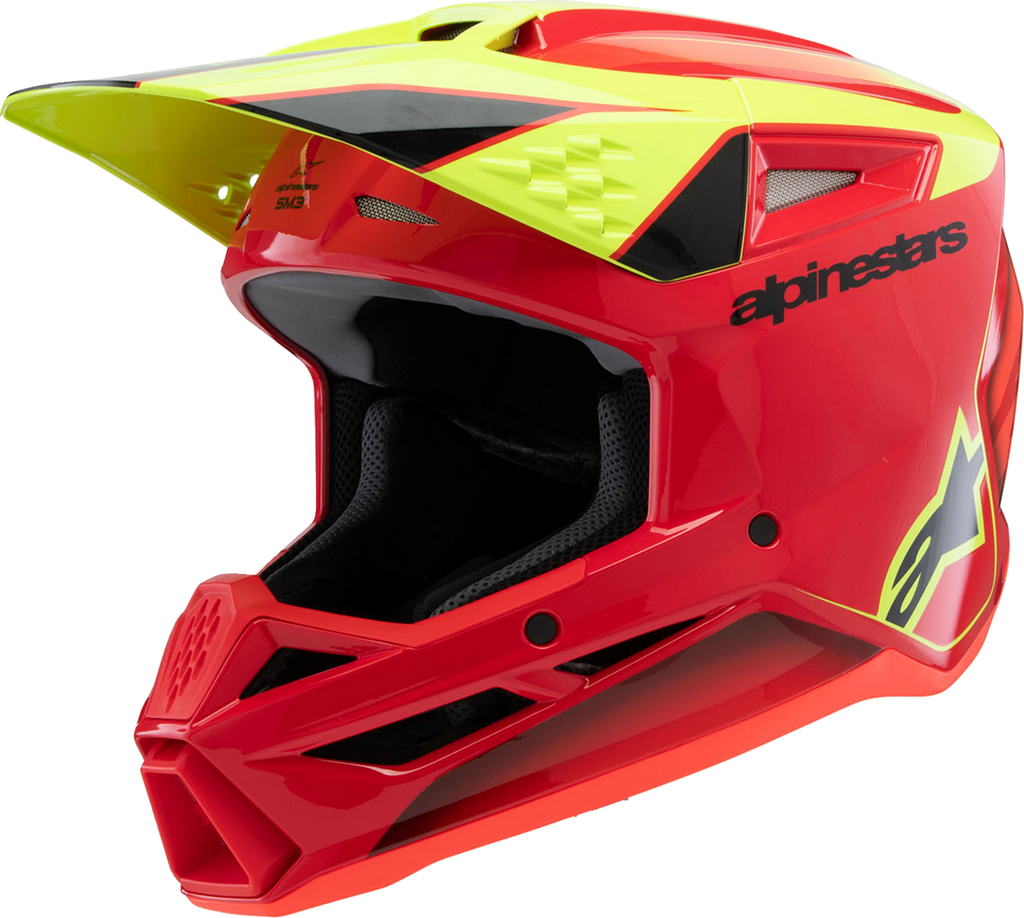 Youth - Alpinestars SM3 Fray Helmet - Gloss Red/Yellow Fluo/Black
