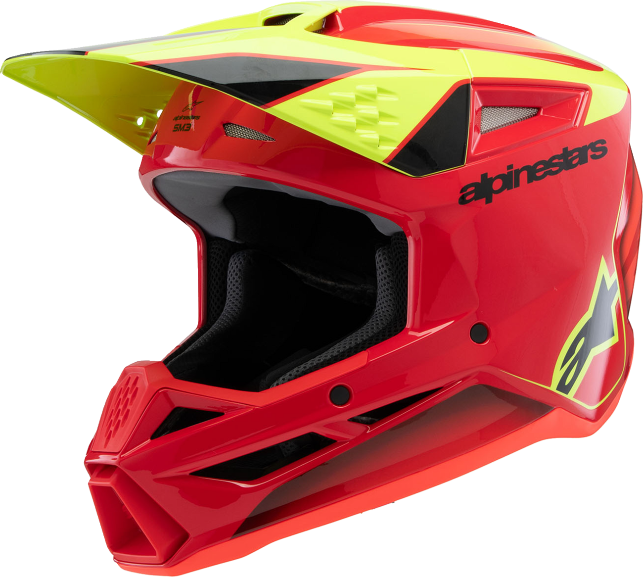 Youth - Alpinestars SM3 Fray Helmet - Gloss Red/Yellow Fluo/Black
