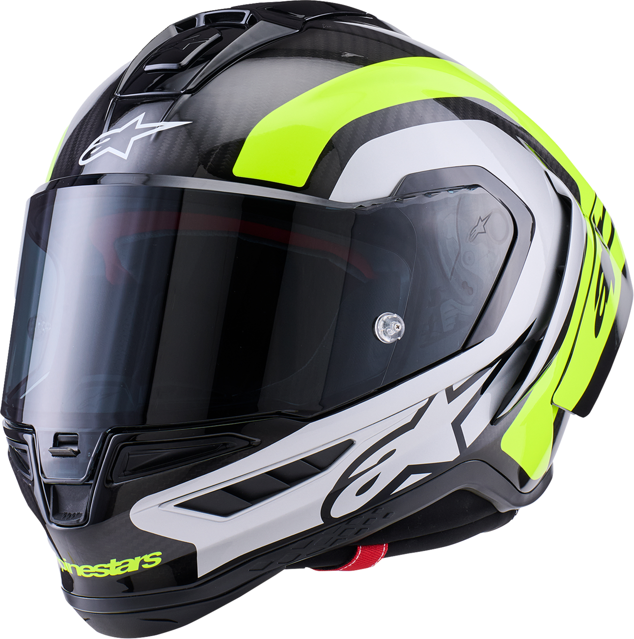 Adult - Alpinestars Supertech R10 Arius Helmet - Gloss Black/Silver/Yellow Fluo