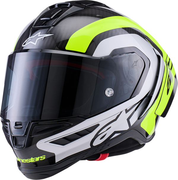 Adult - Alpinestars Supertech R10 Arius Helmet - Gloss Black/Silver/Yellow Fluo