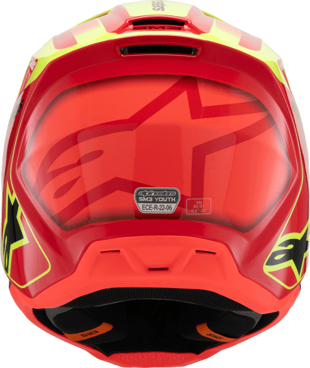 Youth - Alpinestars SM3 Fray Helmet - Gloss Red/Yellow Fluo/Black