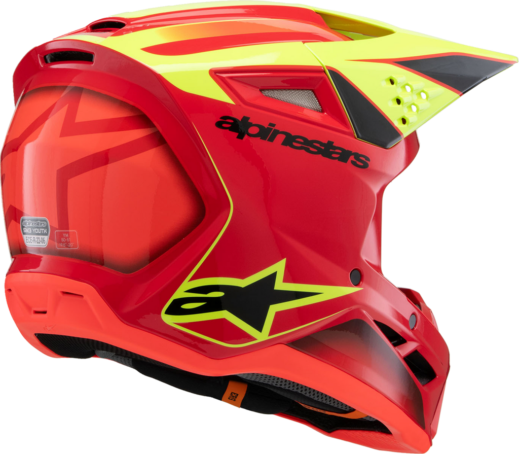 Youth - Alpinestars SM3 Fray Helmet - Gloss Red/Yellow Fluo/Black