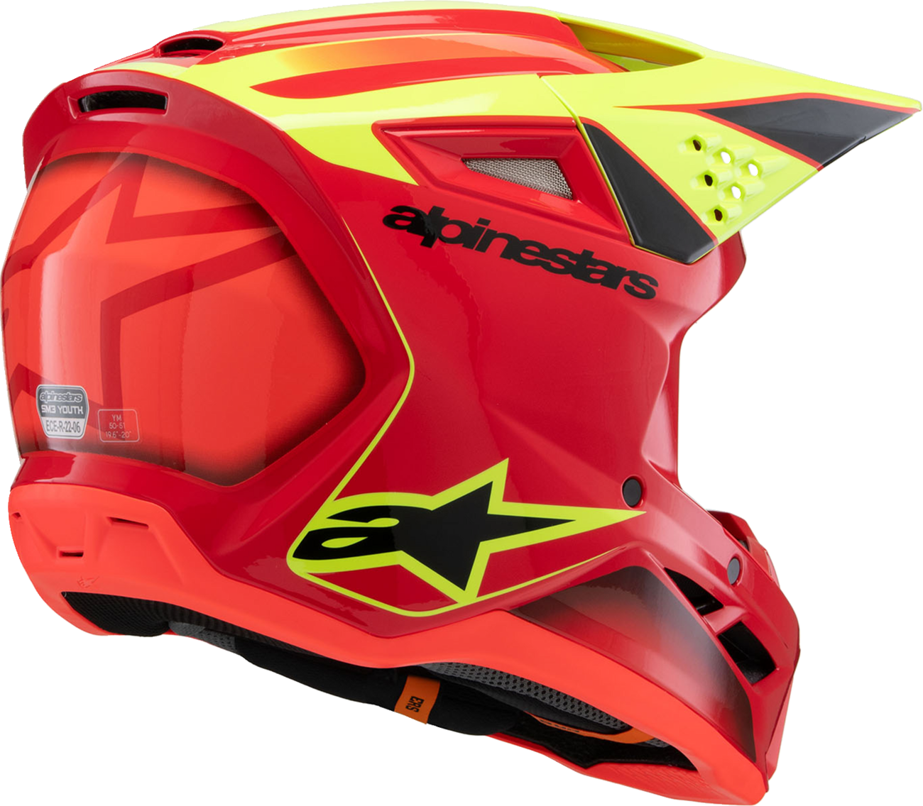 Youth - Alpinestars SM3 Fray Helmet - Gloss Red/Yellow Fluo/Black