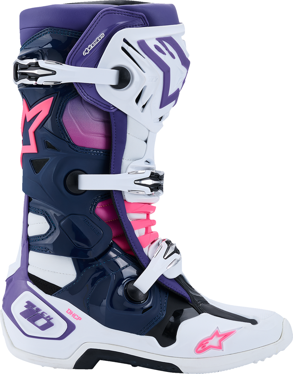 Adult - Alpinestars Tech 10 Boots - White/Violet/Navy/Pink Fluorescent