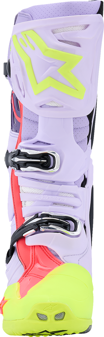 Adult - Alpinestars Tech 10 Supervented Boots - Purple/Fluorescent Yellow/Diva Pink
