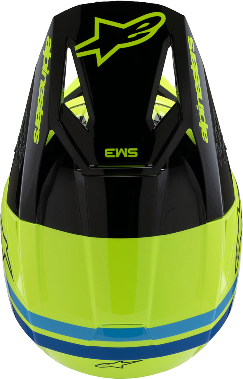 Youth - Alpinestars SM3 Radium Helmet - Gloss Yellow Fluo/Black/Blue