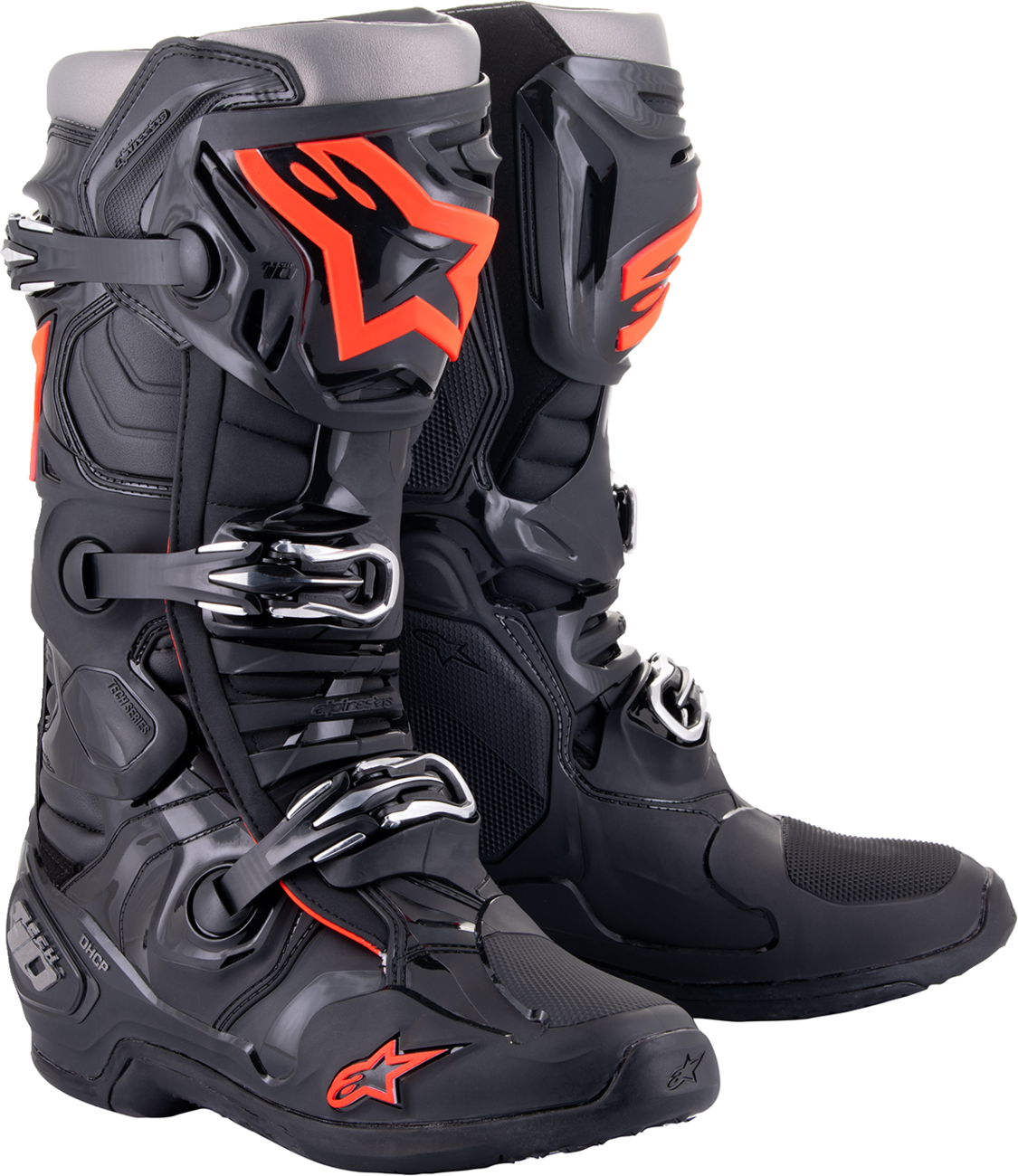 Adult - Alpinestars Tech 10 Boots - Black/Red Fluorescent