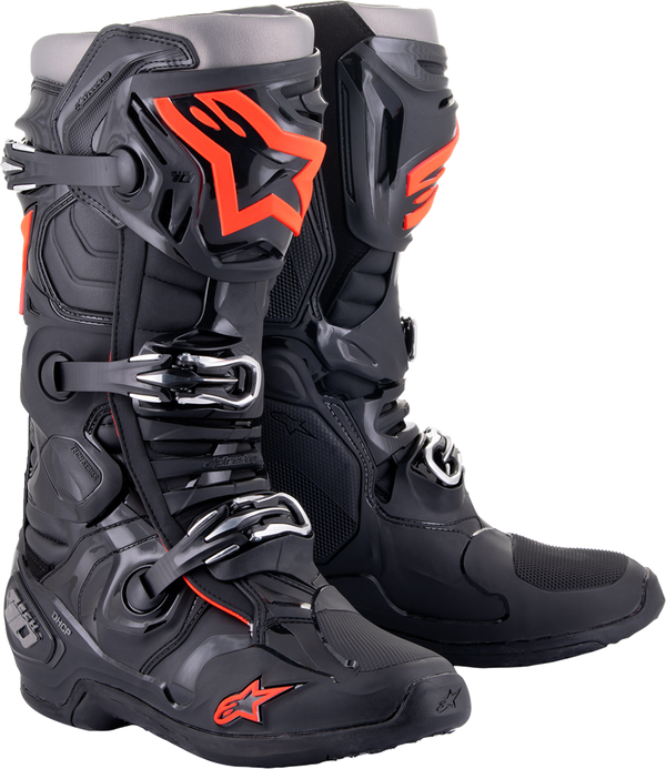 Adult - Alpinestars Tech 10 Boots - Black/Red Fluorescent