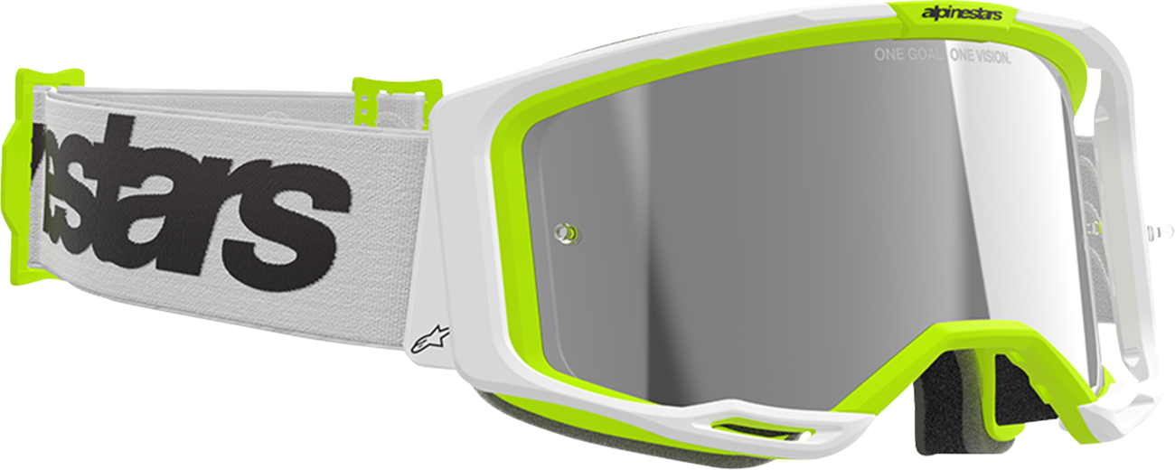 Alpinestars Vision 8 Goggle - Wordmark - White/Yellow Fluo