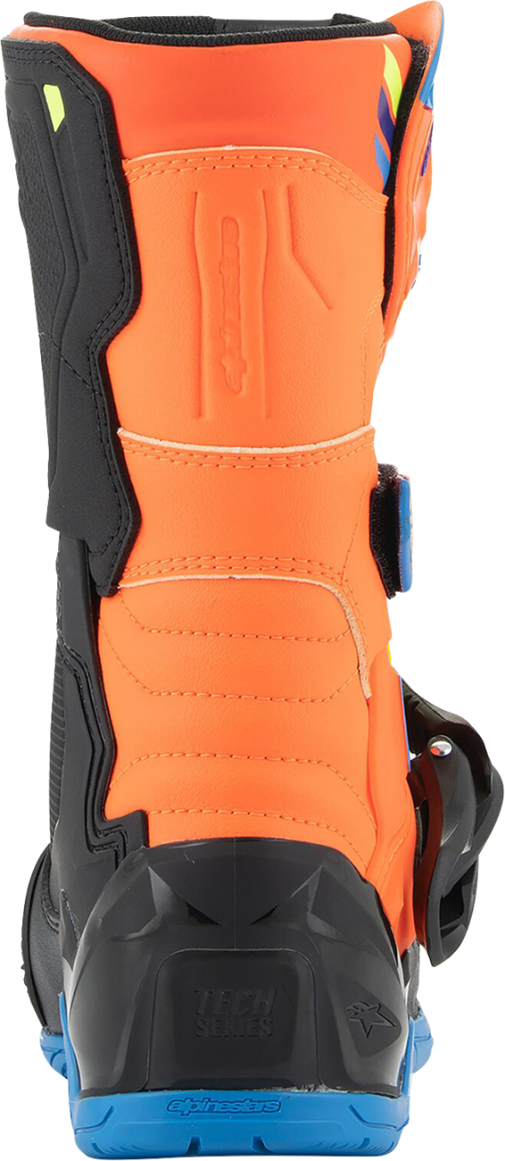 Adult - Alpinestars Kids Tech 3S Boots - Fluorescent Orange/Fluorescent Yellow/Blue