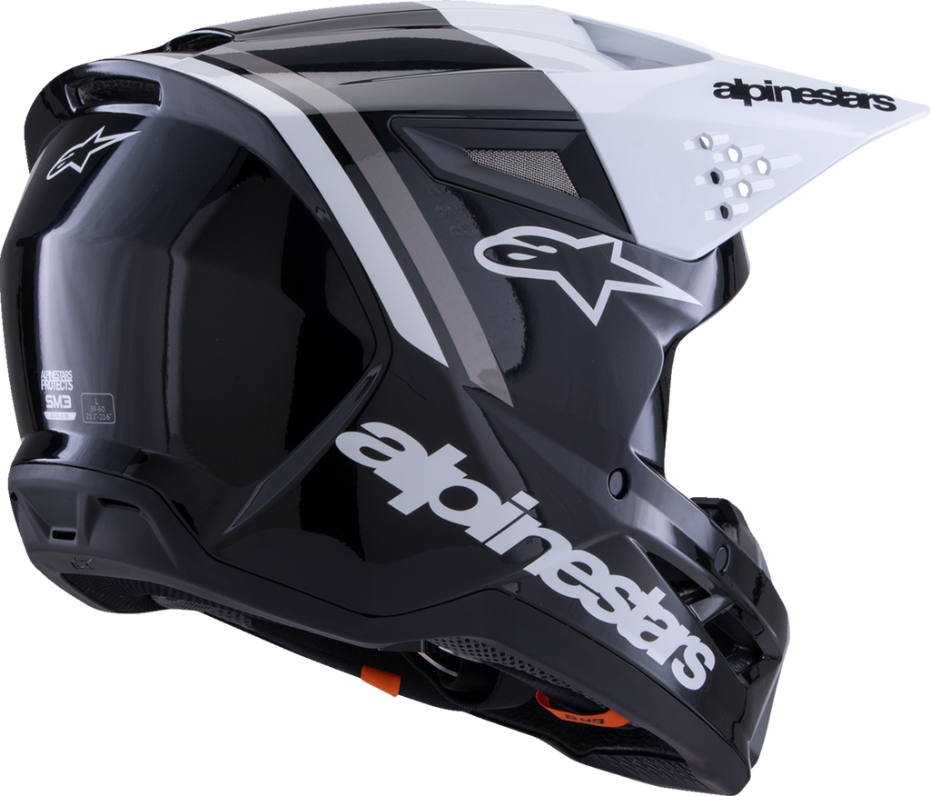 Adult - Alpinestars SM3 Radium Helmet - Gloss Black/White/Gray