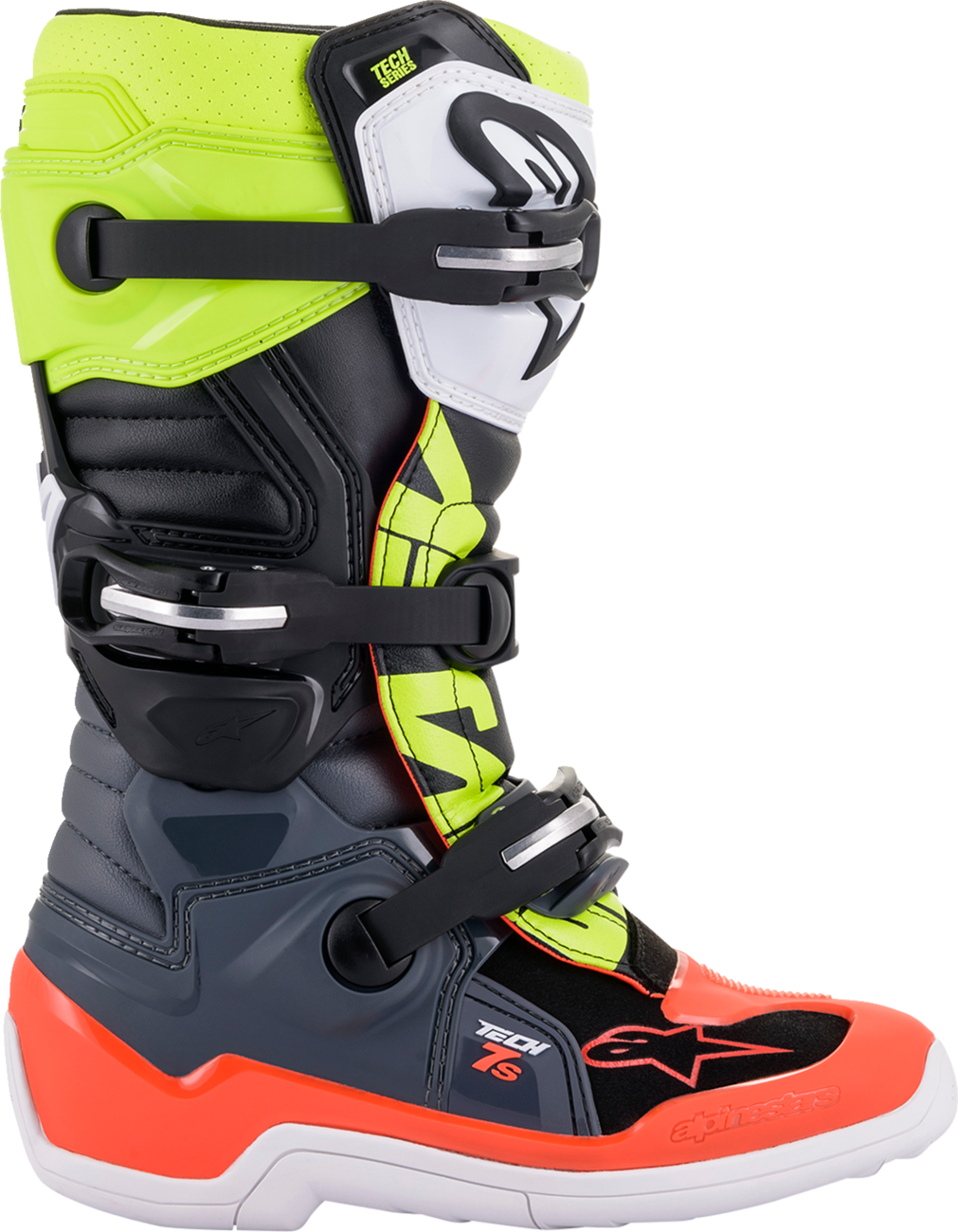 Youth - Alpinestars Tech 7S Boots - Black/Gray/Red/White/Yellow