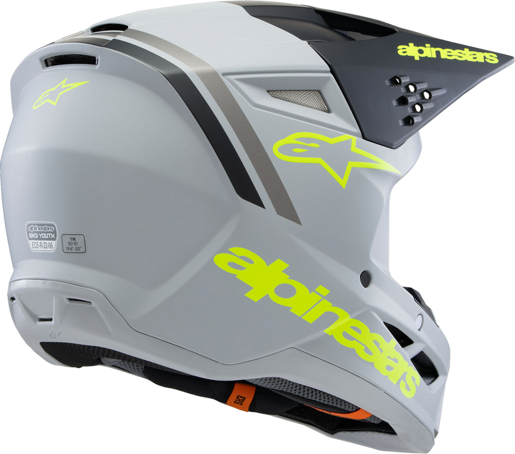 Youth - Alpinestars SM3 Radium Helmet - Matte Gray/Black/Yellow Fluo