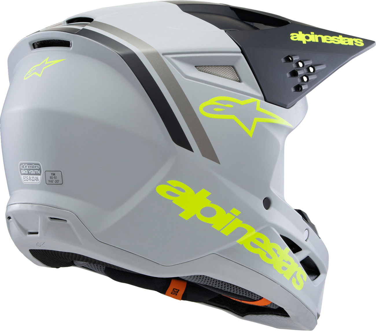 Youth - Alpinestars SM3 Radium Helmet - Matte Gray/Black/Yellow Fluo