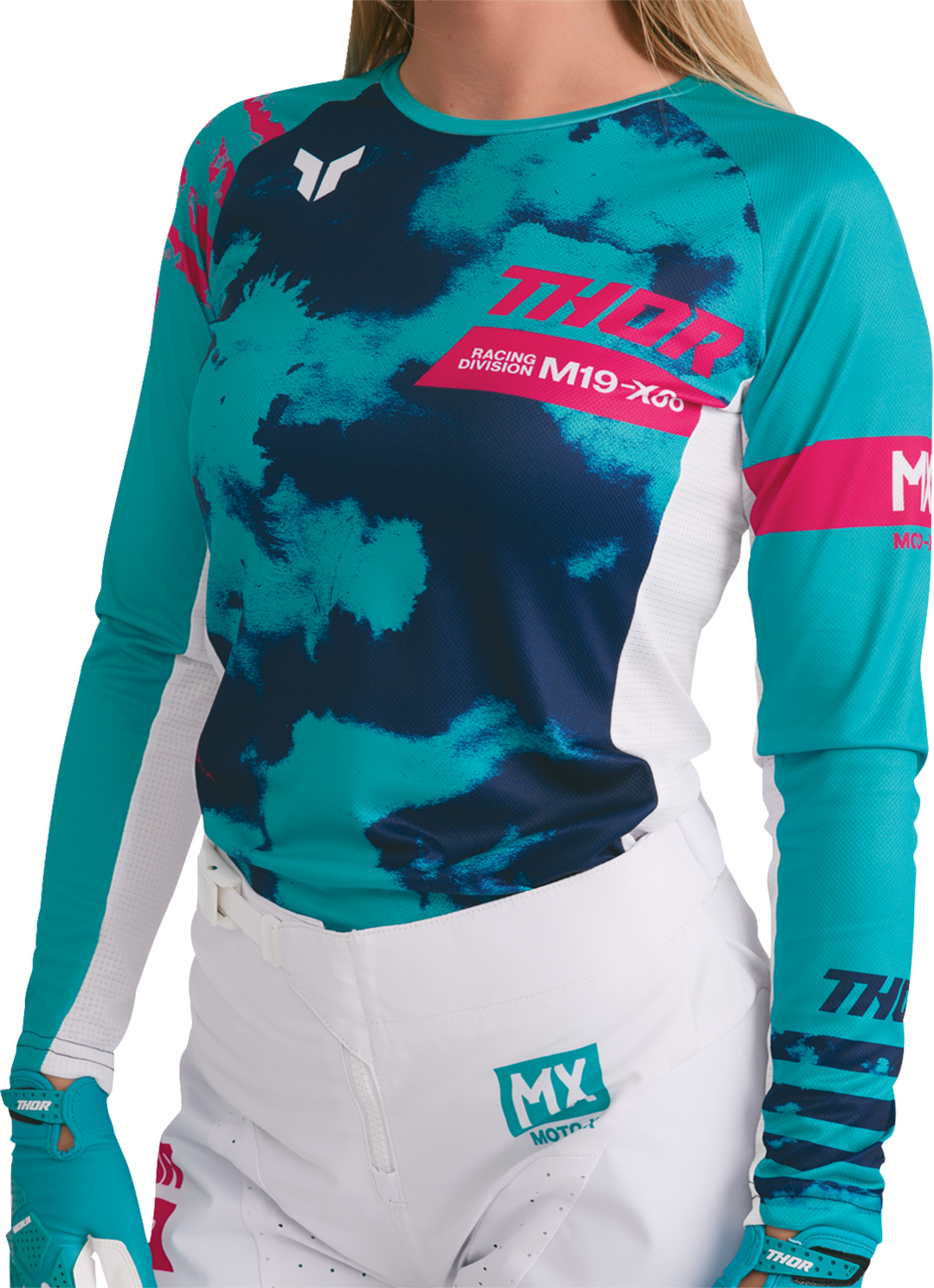 Adult - Thor Women's Launchmode Bleach Jersey - White/Aqua