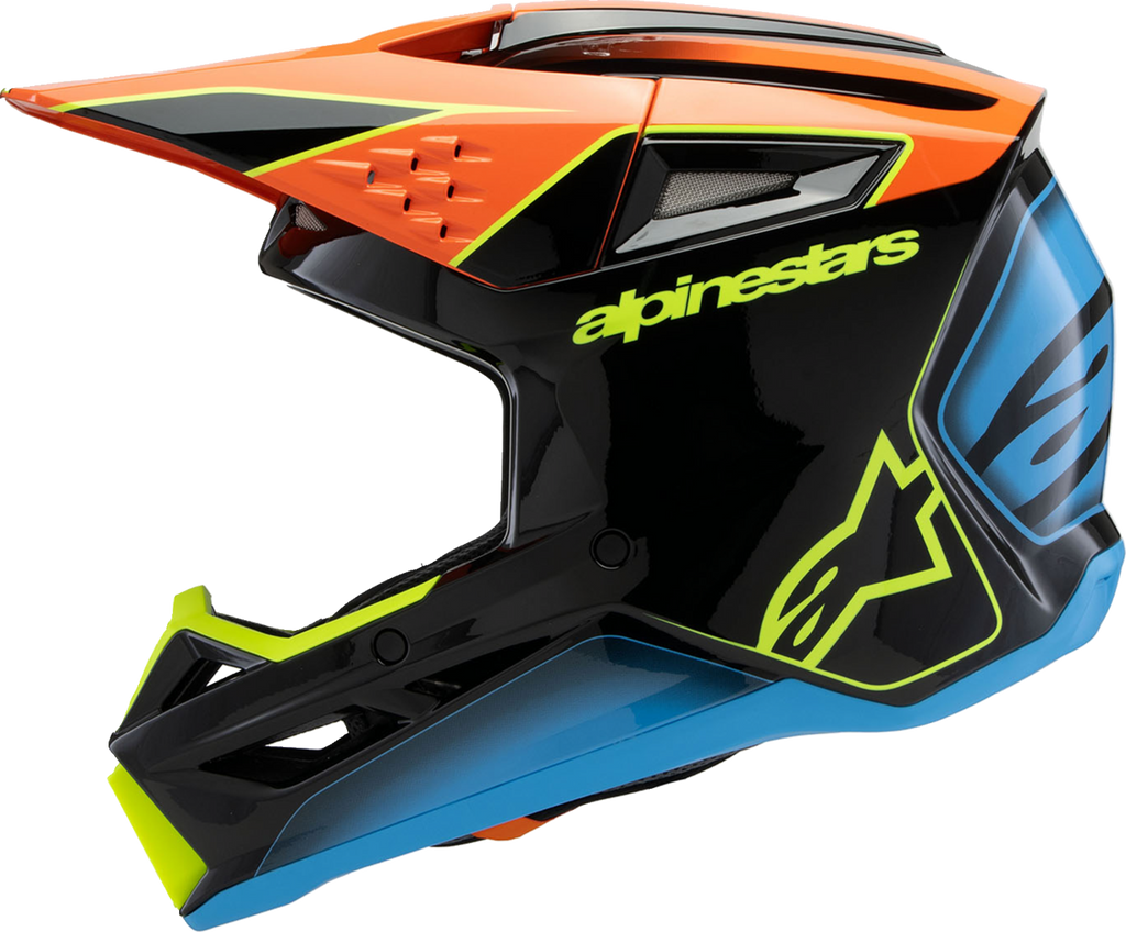 Youth - Alpinestars SM3 Fray Helmet - Gloss Black/Orange/Yellow Fluo