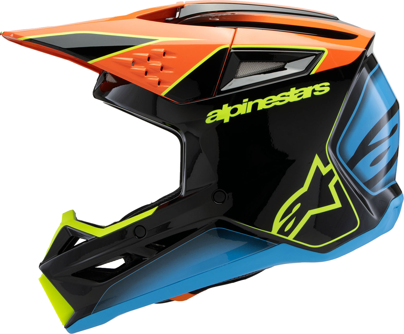 Youth - Alpinestars SM3 Fray Helmet - Gloss Black/Orange/Yellow Fluo