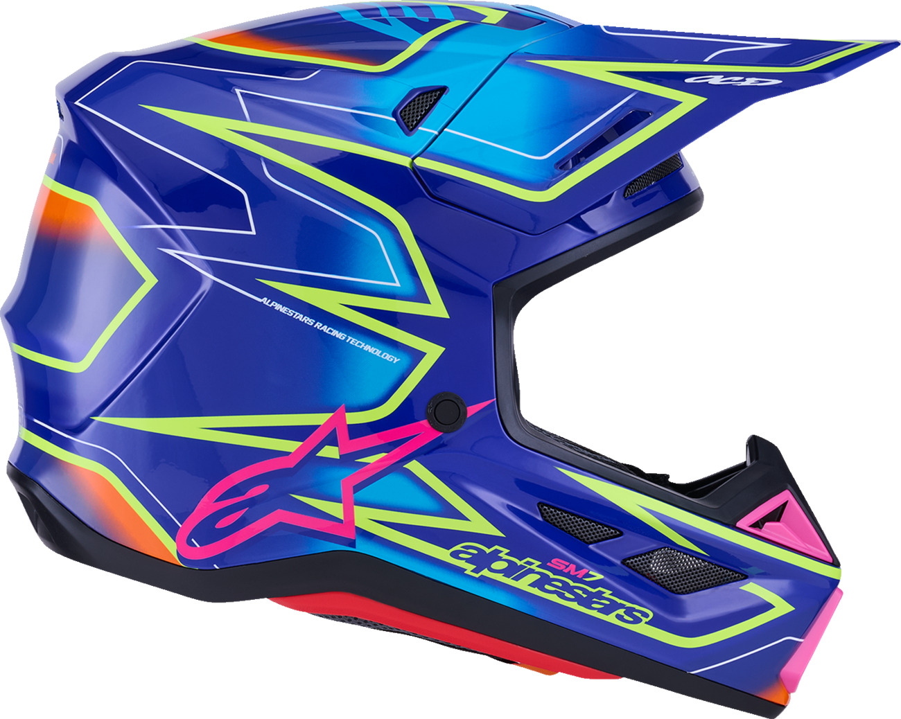 Adult - Alpinestars SM7 Cast Helmet - Gloss/Blue/Pink/Yellow Fluo