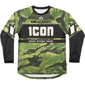 Icon | Tiger’s Blood | Adult MX Jersey | Green Camo | Large