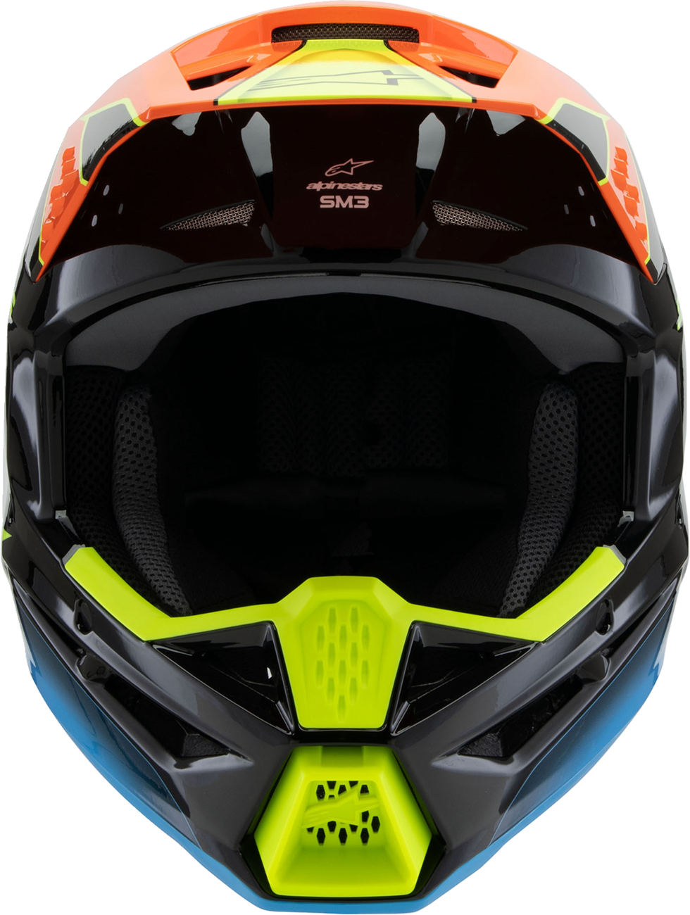 Youth - Alpinestars SM3 Fray Helmet - Gloss Black/Orange/Yellow Fluo