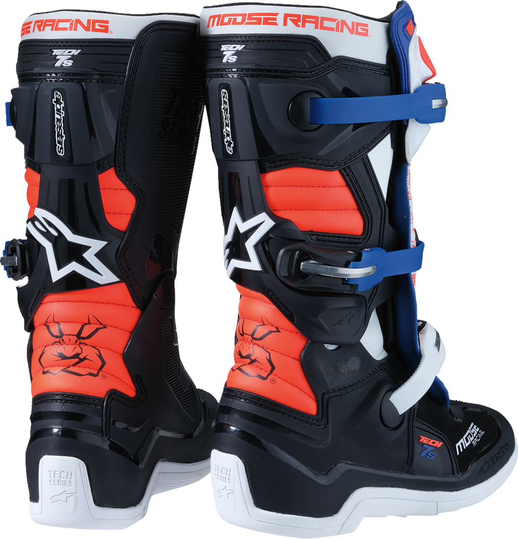 Youth - Moose Tech 7S Boots - Black/White/Red/Blue