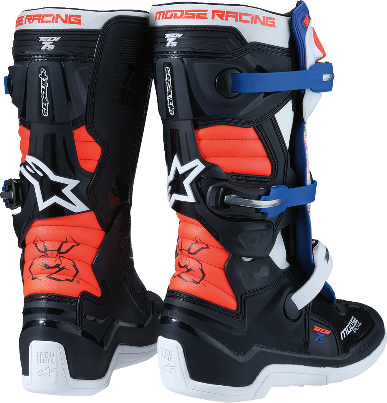 Youth - Moose Tech 7S Boots - Black/White/Red/Blue