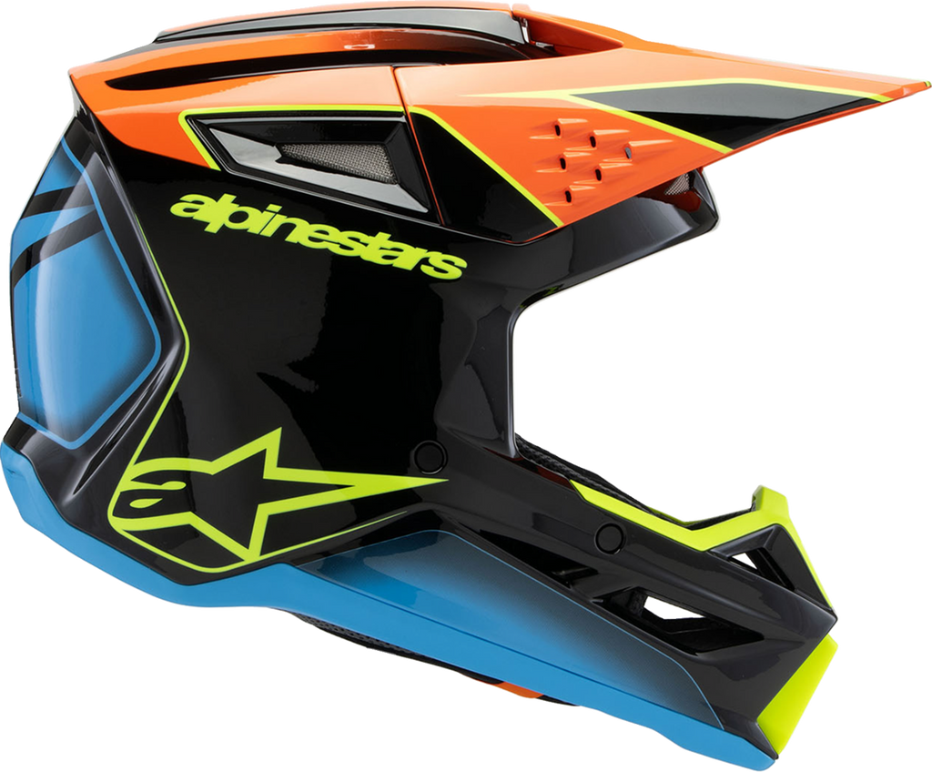 Youth - Alpinestars SM3 Fray Helmet - Gloss Black/Orange/Yellow Fluo