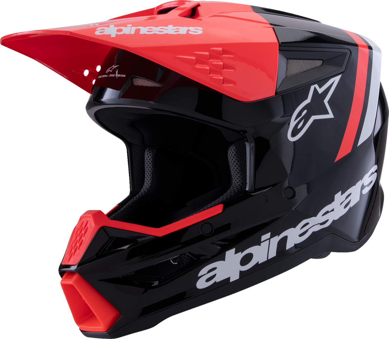 Adult - Alpinestars SM3 Radium Helmet - Gloss Black/Red Fluo/White