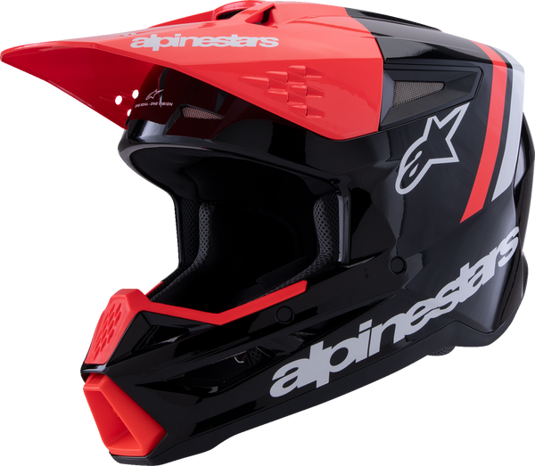 Adult - Alpinestars SM3 Radium Helmet - Gloss Black/Red Fluo/White
