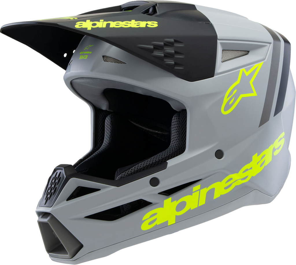 Youth - Alpinestars SM3 Radium Helmet - Matte Gray/Black/Yellow Fluo
