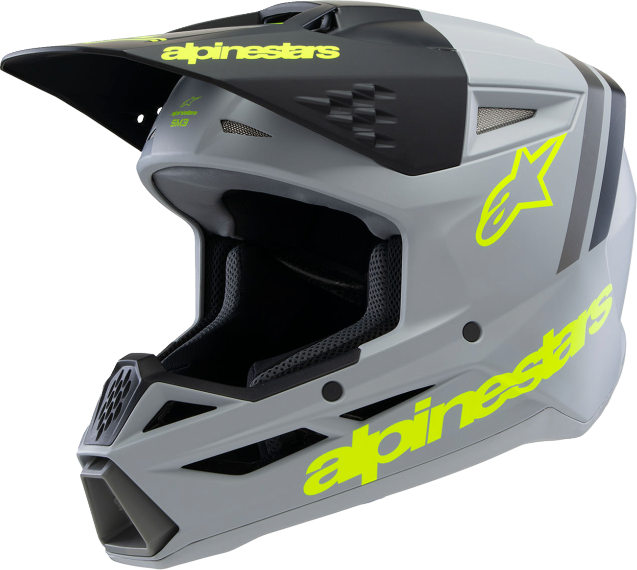 Youth - Alpinestars SM3 Radium Helmet - Matte Gray/Black/Yellow Fluo