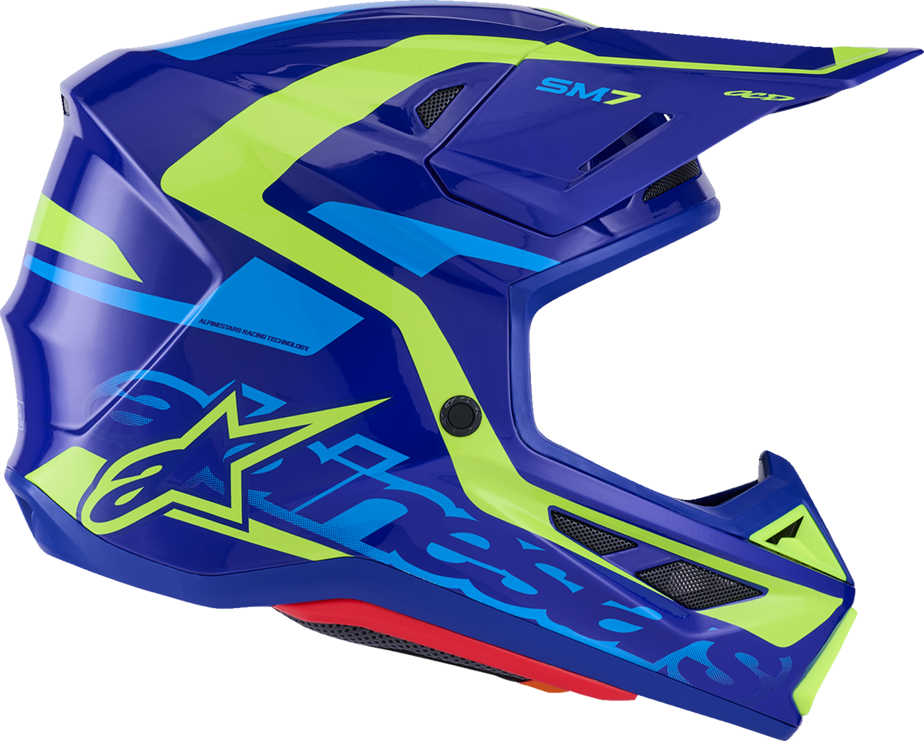 Adult - Alpinestars SM7 Deed Helmet - Gloss Blue/Yellow Fluo
