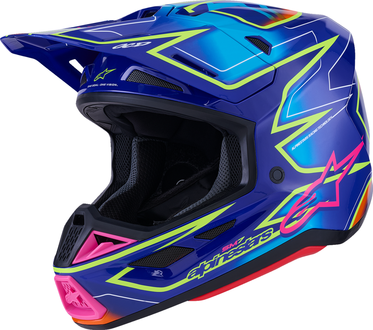 Adult - Alpinestars SM7 Cast Helmet - Gloss/Blue/Pink/Yellow Fluo