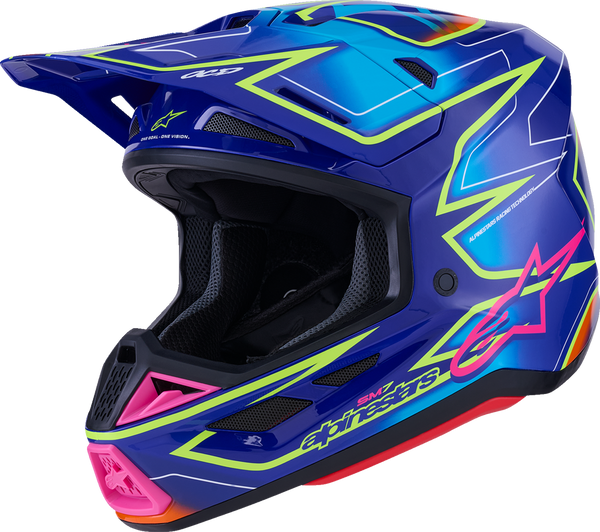 Adult - Alpinestars SM7 Cast Helmet - Gloss/Blue/Pink/Yellow Fluo
