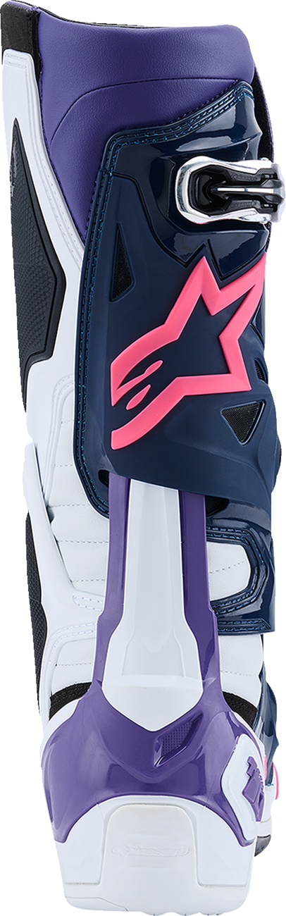 Adult - Alpinestars Tech 10 Boots - White/Violet/Navy/Pink Fluorescent