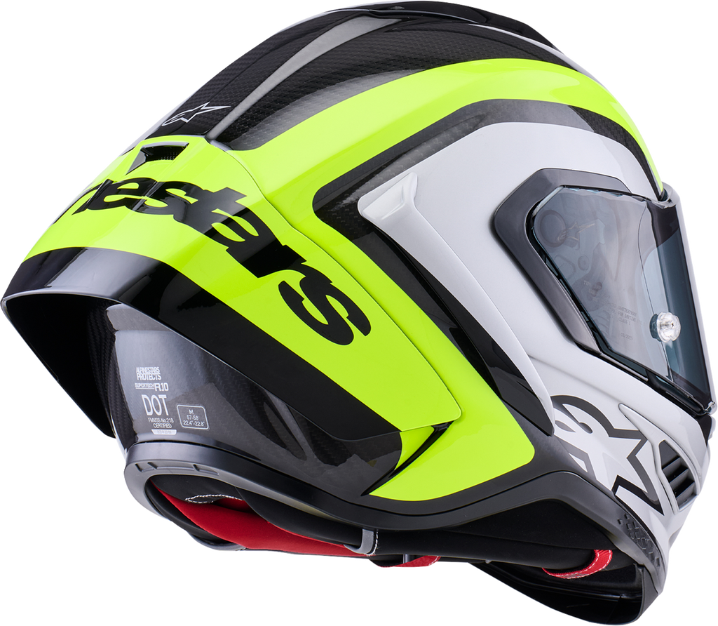 Adult - Alpinestars Supertech R10 Arius Helmet - Gloss Black/Silver/Yellow Fluo