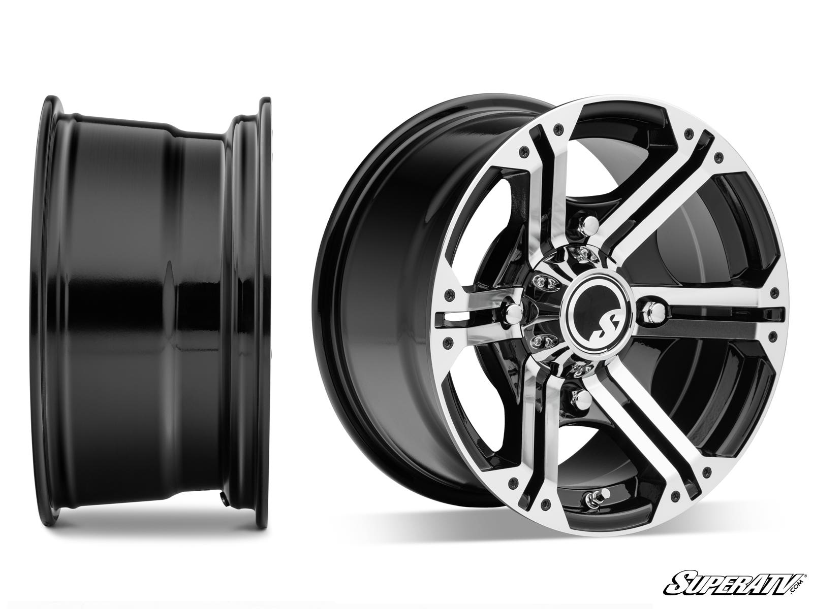INTIMIDATOR TIRES 28X10X14 ON 14" BANDIT H-SERIES MACHINED FINISH WHEELS 4/156 PATTERN