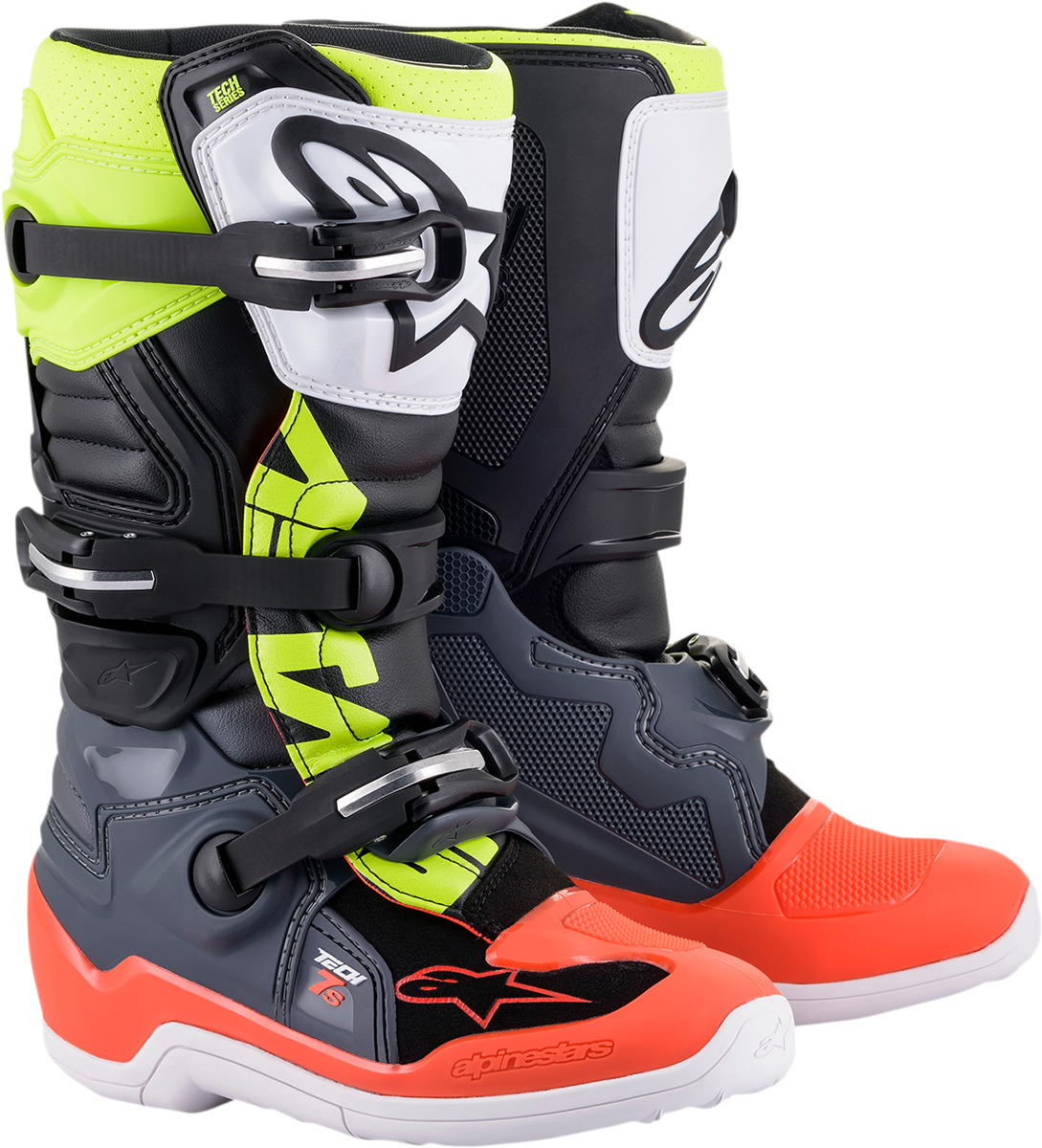 Youth - Alpinestars Tech 7S Boots - Black/Gray/Red/White/Yellow